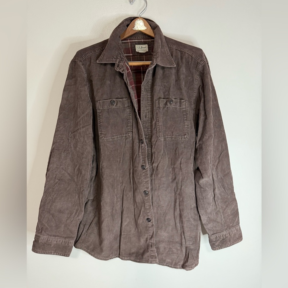 L.L. Bean Men's Brown Corduroy Jacket with flannel lining in size XL